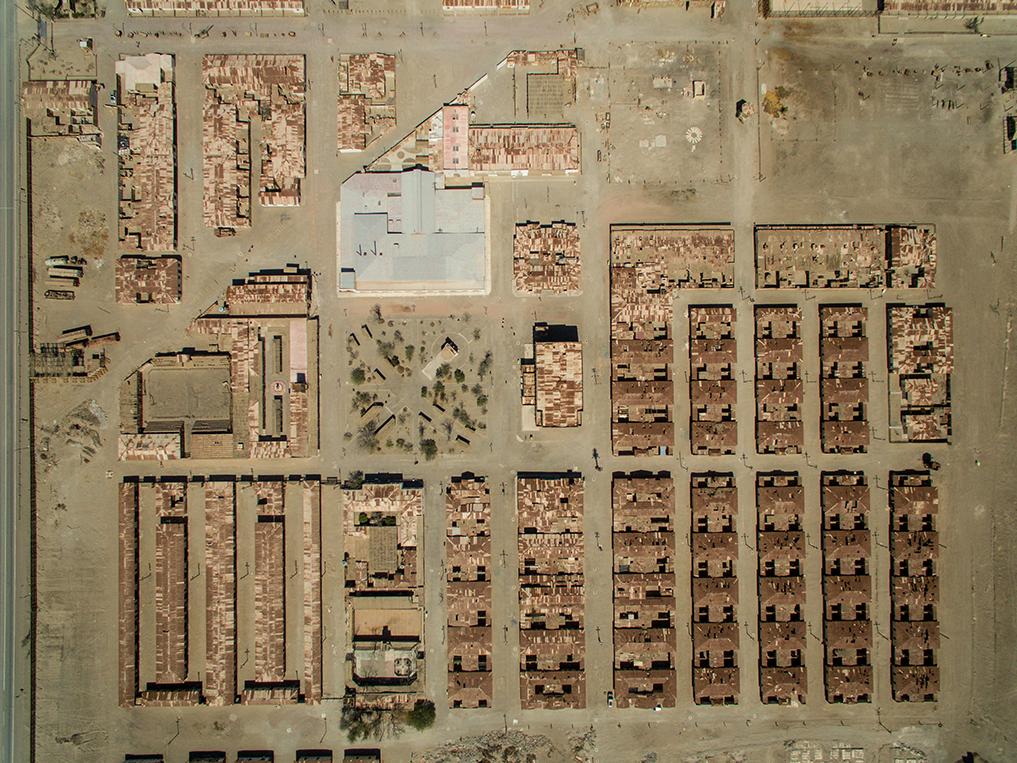 Vista aérea de la plaza de Humberstone y sus alrededores