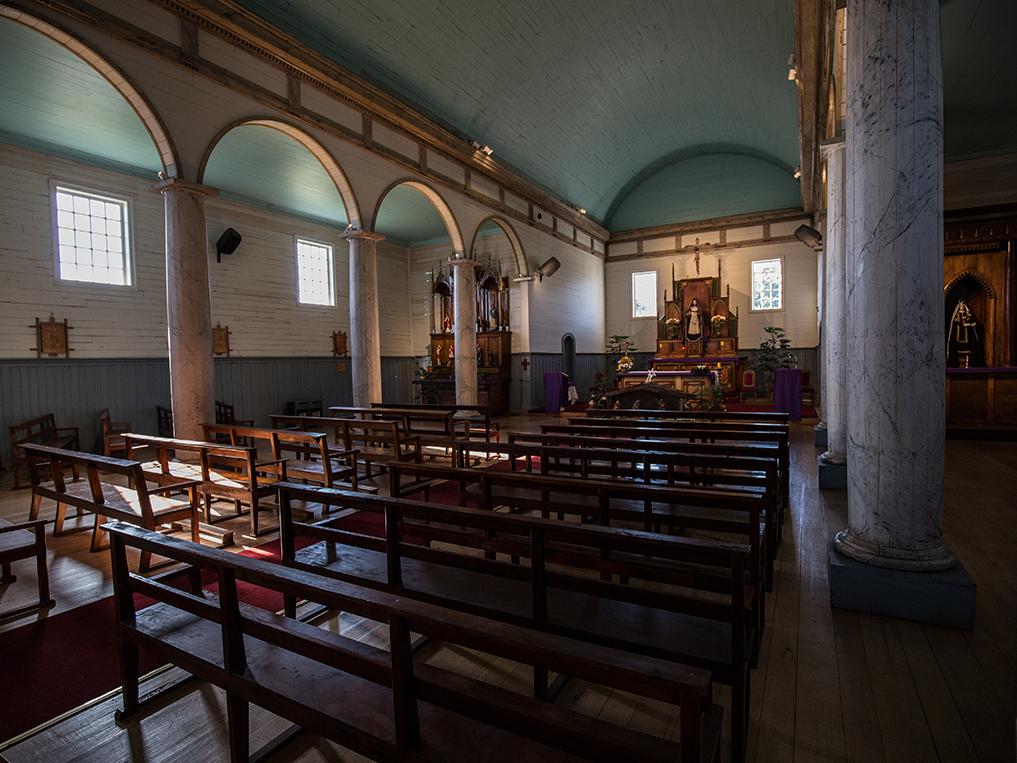 Interior de la Iglesia Nuestra Señora de los Dolores de Dalcahue