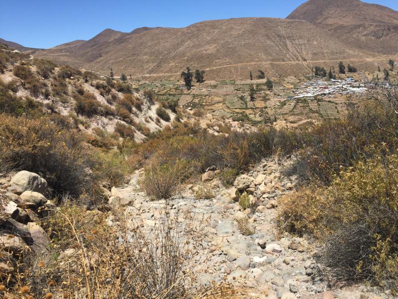 “Sección empedrada de camino, en dirección al poblado de Socoroma, Ruta de la Sierra, Subtramo Putre - Zapahuira, Comuna de Putre, Región de Arica y Parinacota” “Sección empedrada de camino, en dirección al poblado de Socoroma, Ruta de la Sierra, Subtramo Putre - Zapahuira, Comuna de Putre, Región de Arica y Parinacota”