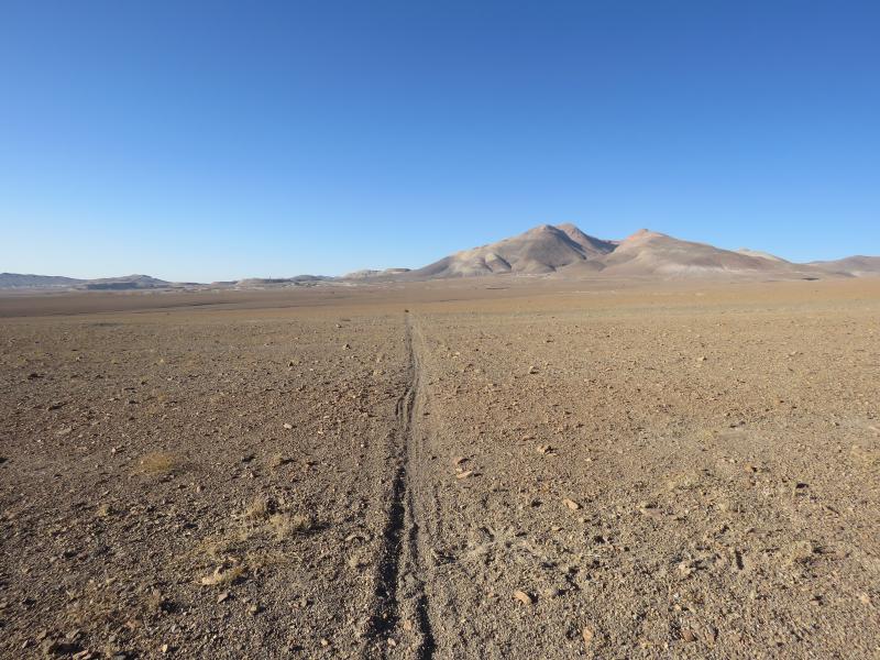 “Senda de trazado rectilíneo, construido por raspado, despeje y desgaste en Llano de San Juan, Ruta del Despoblado de Atacama, Subtramo Portal del Inca - Finca Chañaral, Comuna de Diego de Almagro, Región de Atacama”