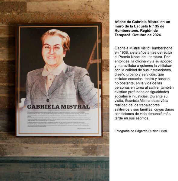 Afiche de Gabriela Mistral en la Escuela N.° 35 de Humberstone Afiche de Gabriela Mistral en la Escuela N.° 35 de Humberstone