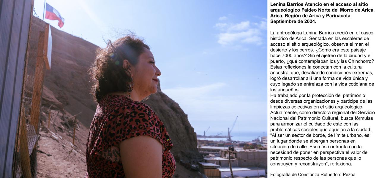 Lenina Barrios Atencio Plano medio de Lenina Barrios Atencio observando la ciudad desde el faldeo del Morro de Arica
