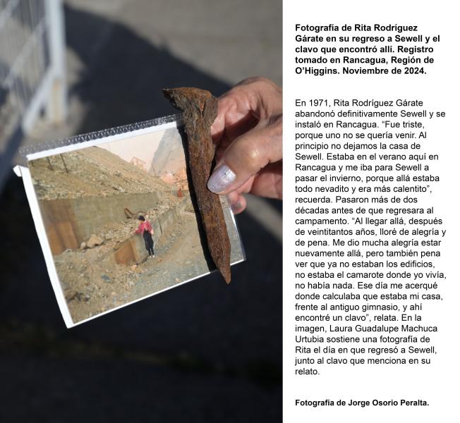 Rita de la Cruz Rodríguez Gárate y el clavo que encontró en Sewell