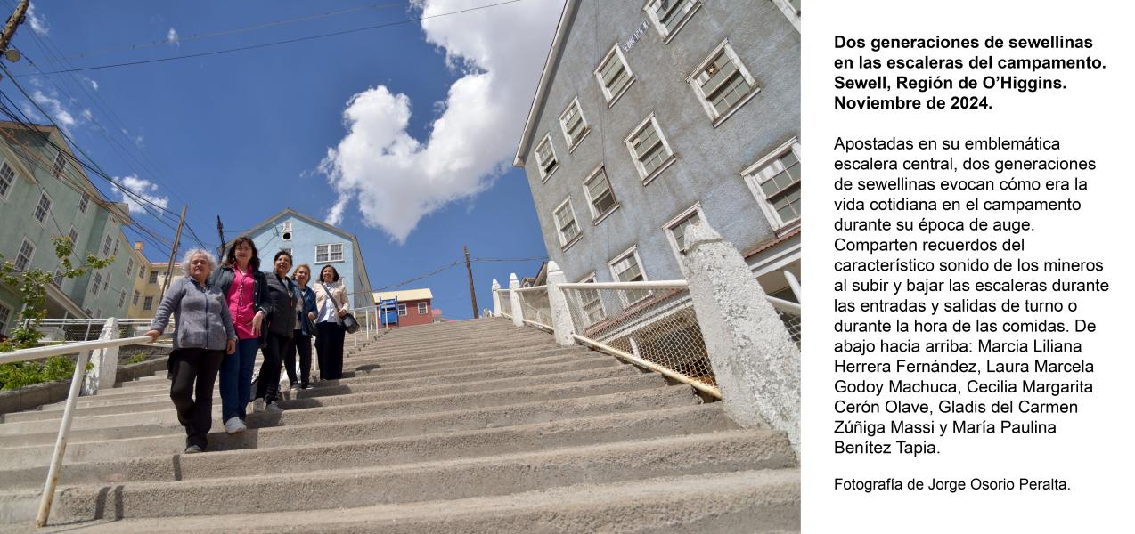 Dos generaciones de sewellinas en las escaleras del campamento